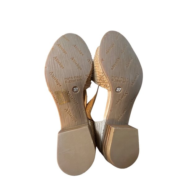 Antelope Womens Size 37 Beige Textured Leather Open Toe Sandals With Zipper Clos - Picture 5 of 5